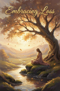 Embracing Loss book cover with warm amber and golden tones, peaceful figure in nature